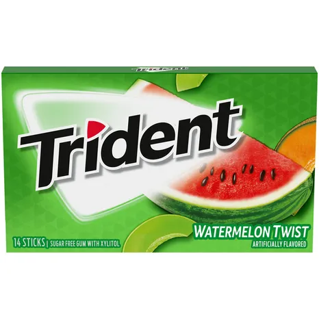 Trident Sugar Free Gum, Watermelon Twist, Regular Size, 14 Pieces