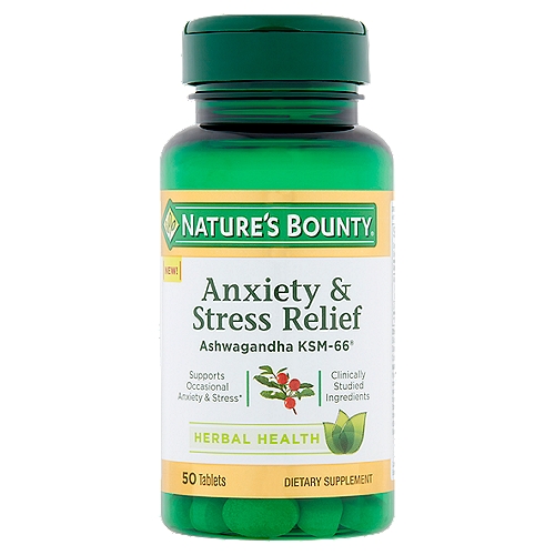 Nature's Bounty Ashwagandha KSM-66 Anxiety & Stress Relief Tablets, 50 count