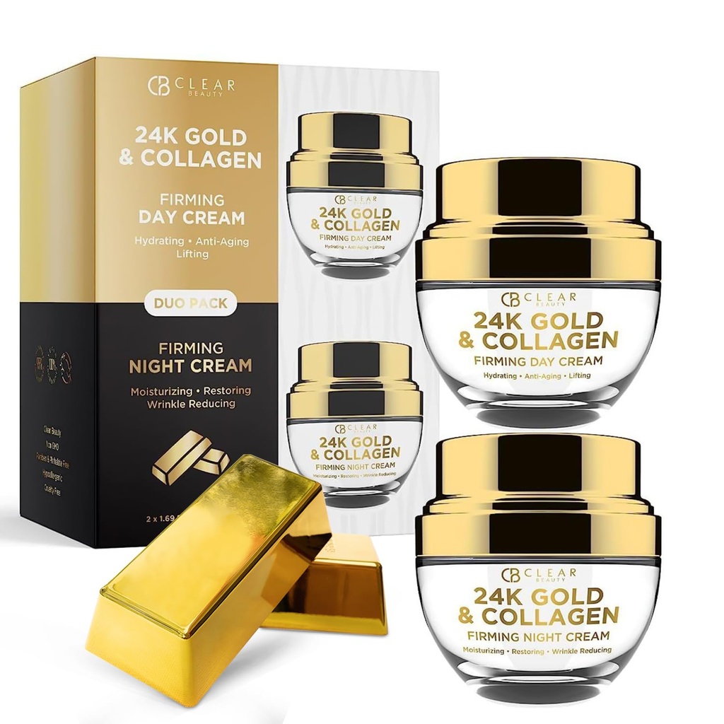 CB Clear Beauty - 24K Gold & Collagen - Firming Day and night cream, Duo Pack