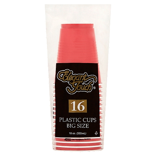 Elegant Touch Plastic Cups 16 big size(532ml) Red