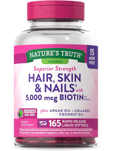 Nature's Truth Hair,Skin& Nails with 5000 mcg Biotin (165 rrl softgels)