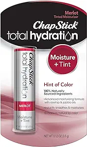 ChapStick Total Hydration Moisture + Tint Merlot Tinted Lip Balm Tube, Merlot Tinted ChapStick for Lip Care - 0.12 Oz