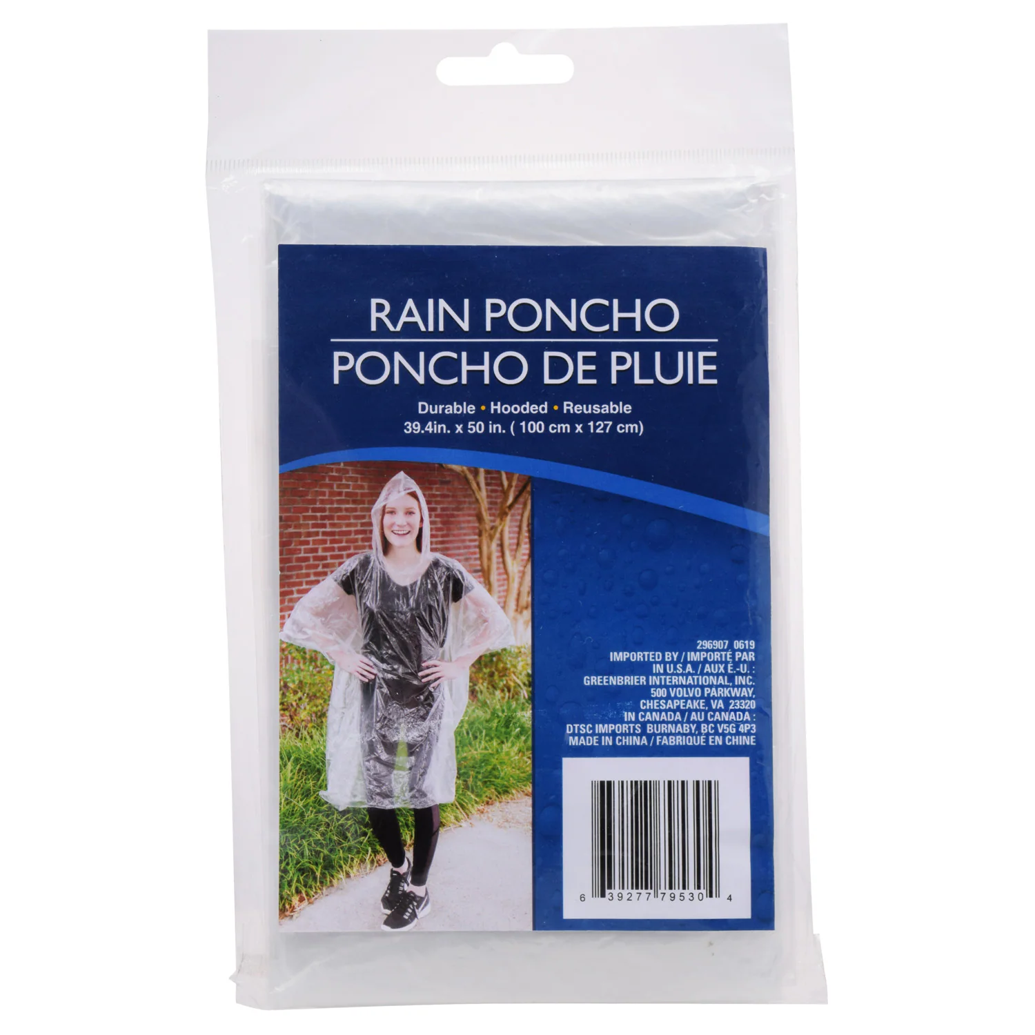 Clear Plastic Rain Ponchos, 39.3x50 in.