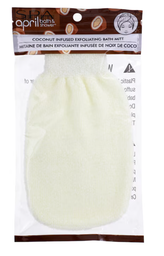 April Bath & Shower Coconut Infused Exfoliating Bath Mitts