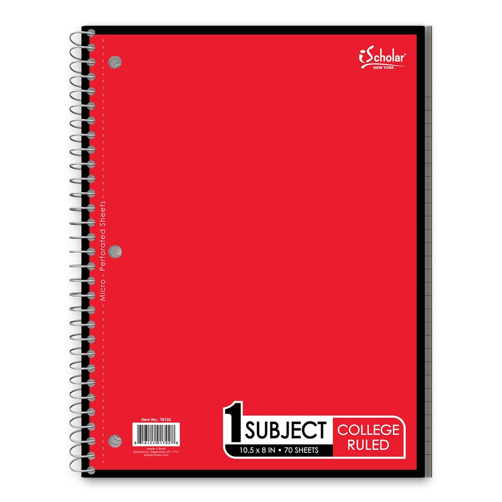 ischolar small notepad - college ruled, 80 Sheets