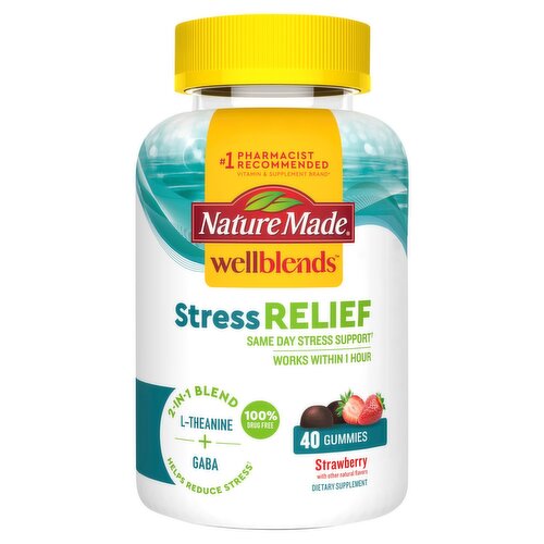 Nature Made Wellblends Strawberry Stress Relief Dietary Supplement, 40 count