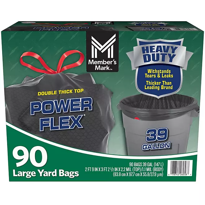 [SC] Member's Mark Heavy Duty 39-Gallon Yard Trash Bags, Unscented, 90 ct.