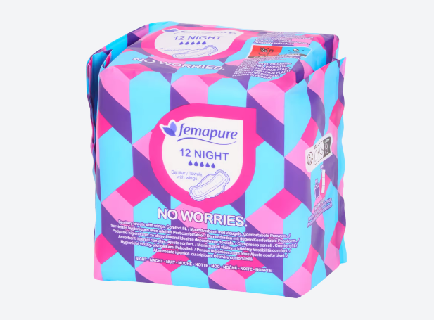 femapure 12 night sanitary towels wings 