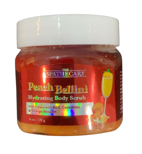 The Spathecary - Peach Betlini hydrating body scrub with hyaluronic acid, ceramides& orange blossom (170g)