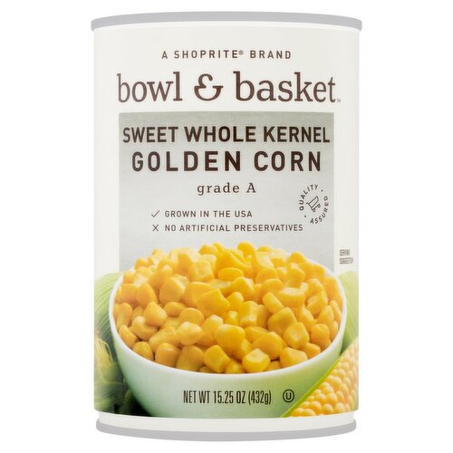 Bowl & Basket Sweet Whole Kernel Golden Corn, 15 oz(425g)  