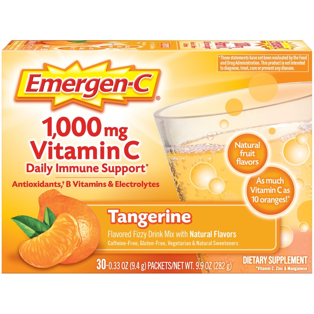 Emergen-C Tangerine Dietary Supplement Fizzy Drink Mix with 1000mg Vitamin C