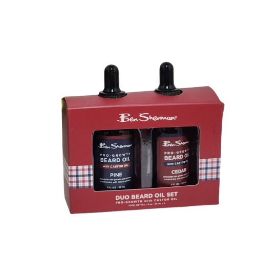 Ben Sherman Beard Mustache Pro-Growth Duo Oil Set Pine & Cedar 1 fl oz each