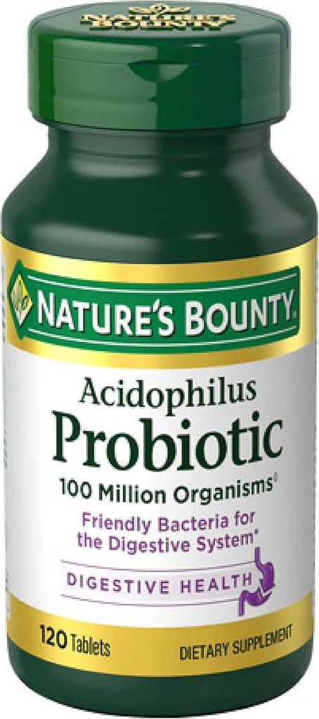 Nature's Bounty Acidophilus Probiotic, Daily Probiotic Supplement, Supports Digestive Health, 120 Tablets