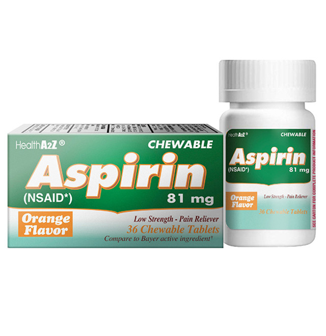 HealthA2Z Aspirin 81mg NSAID, 36 Chewable