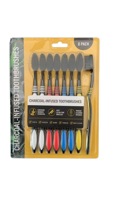 Charcoal Infused Toothbrushes 8 pack