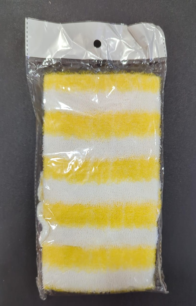 Gant exfoliant jaune et blanc