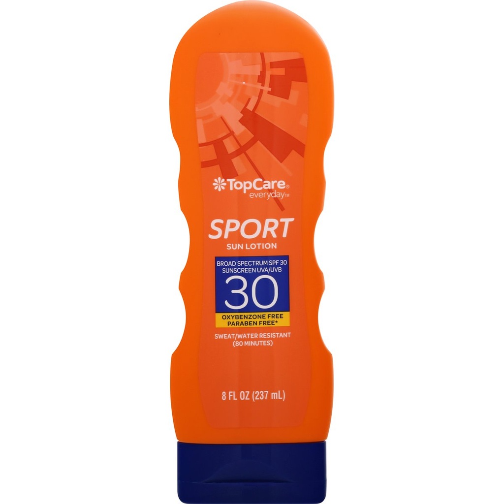 Top care everyday Sport sun lotion 30 sweat/water resistant 8oz(237ml)