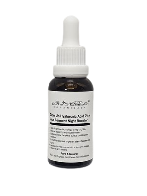 Skin Nutrition Botanicals Serum glow Up Hyaluronic Acid 2%+ Rice Ferment Night Booster, 1 oz. (30ml)