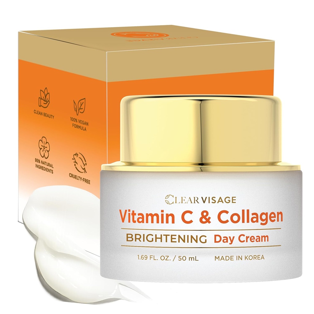 ClearVisage - Vitamin C Moisturizer For Face - Dermatologist Tested, with Collagen 