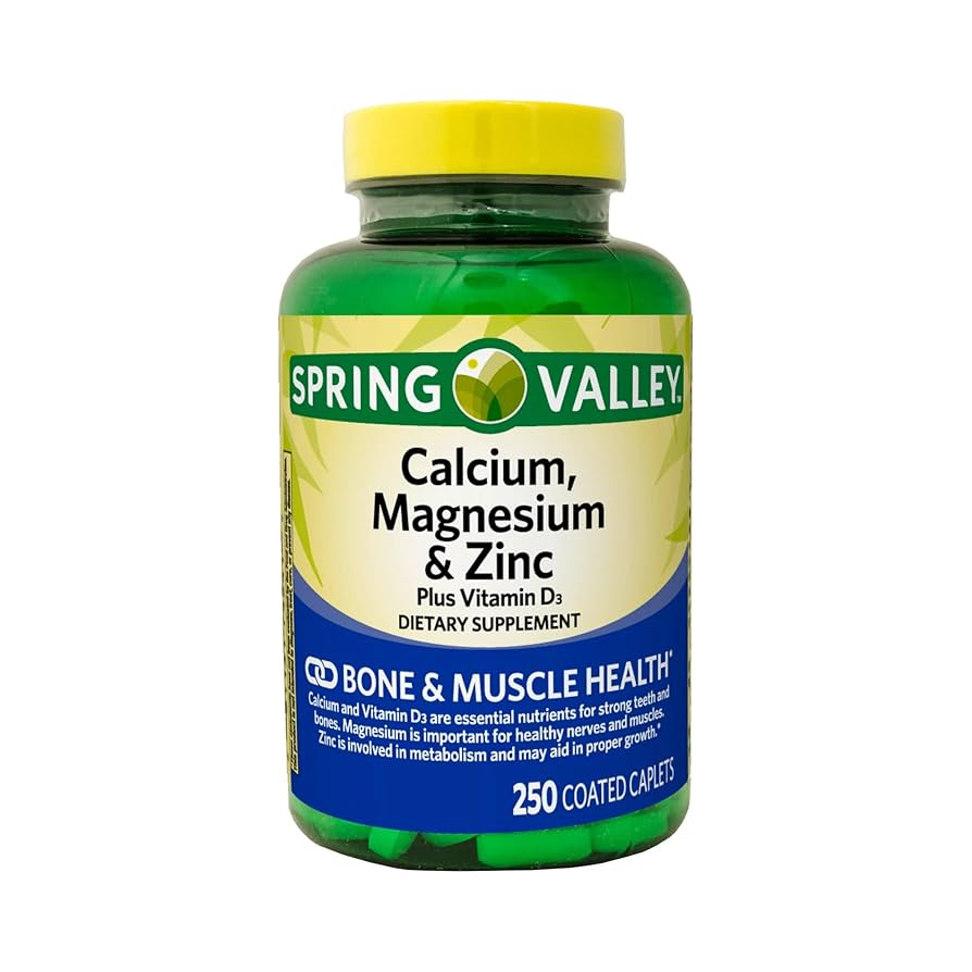 Spring Valley Calcium, Magnesium & Zinc Plus Vitamin D3 Coated Caplets, 250 Count