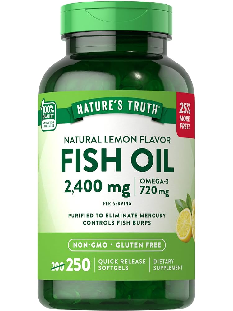 Nature's Truth Natural Lemon Flavor Fish Oil Dietary Supplement, 250 count
