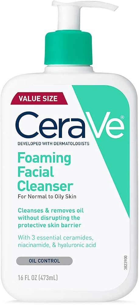 CeraVe Foaming Facial Cleanser, Normal to Oily Skin, 12 fl. oz  - 355mL