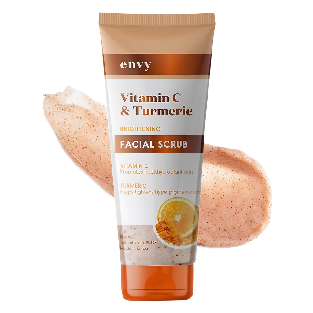 Envy Vitamin C and Turmeric Face Scrub - Clears Blackheads, Improves Dark Spots