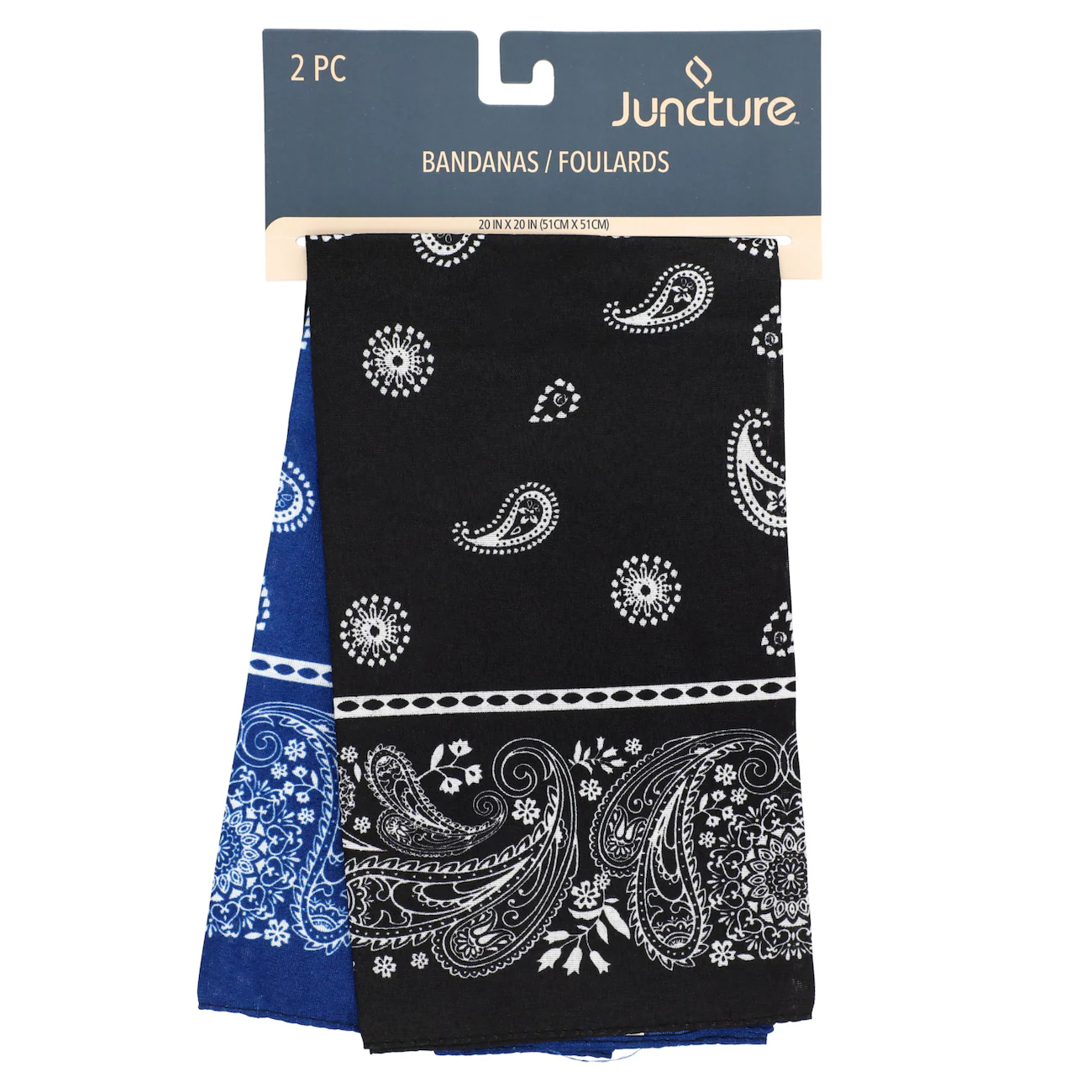 Juncture - Classic Printed Polyester Bandanas, 2-ct. bleu