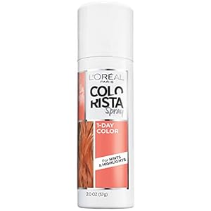 L'Oreal Paris Colorista 1-Day Washable Temporary Hair Color Spray, Coral Pink, 2 Ounce