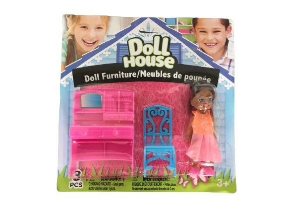 Mini Black Doll House Set Furniture Play Toy Kid