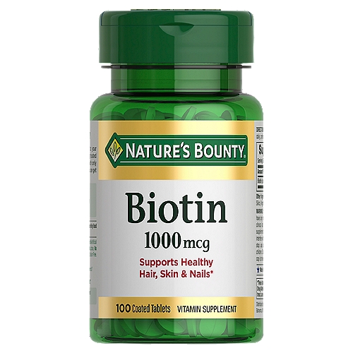 Nature's Bounty - Biotin, Supports Metabolism for Energy and Healthy Hair, Skin, and Nails, 1000 mcg, 100 coated Tablets
