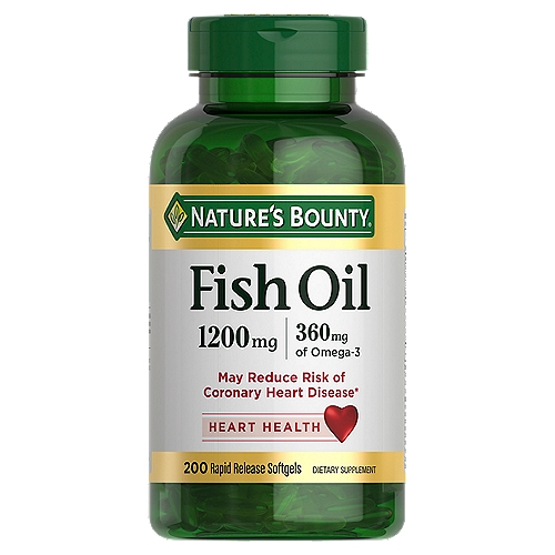 Nature's Bounty - Fish Oil, Supports Heart Health, 1200 Mg, Rapid Release Softgels, 180 Ct