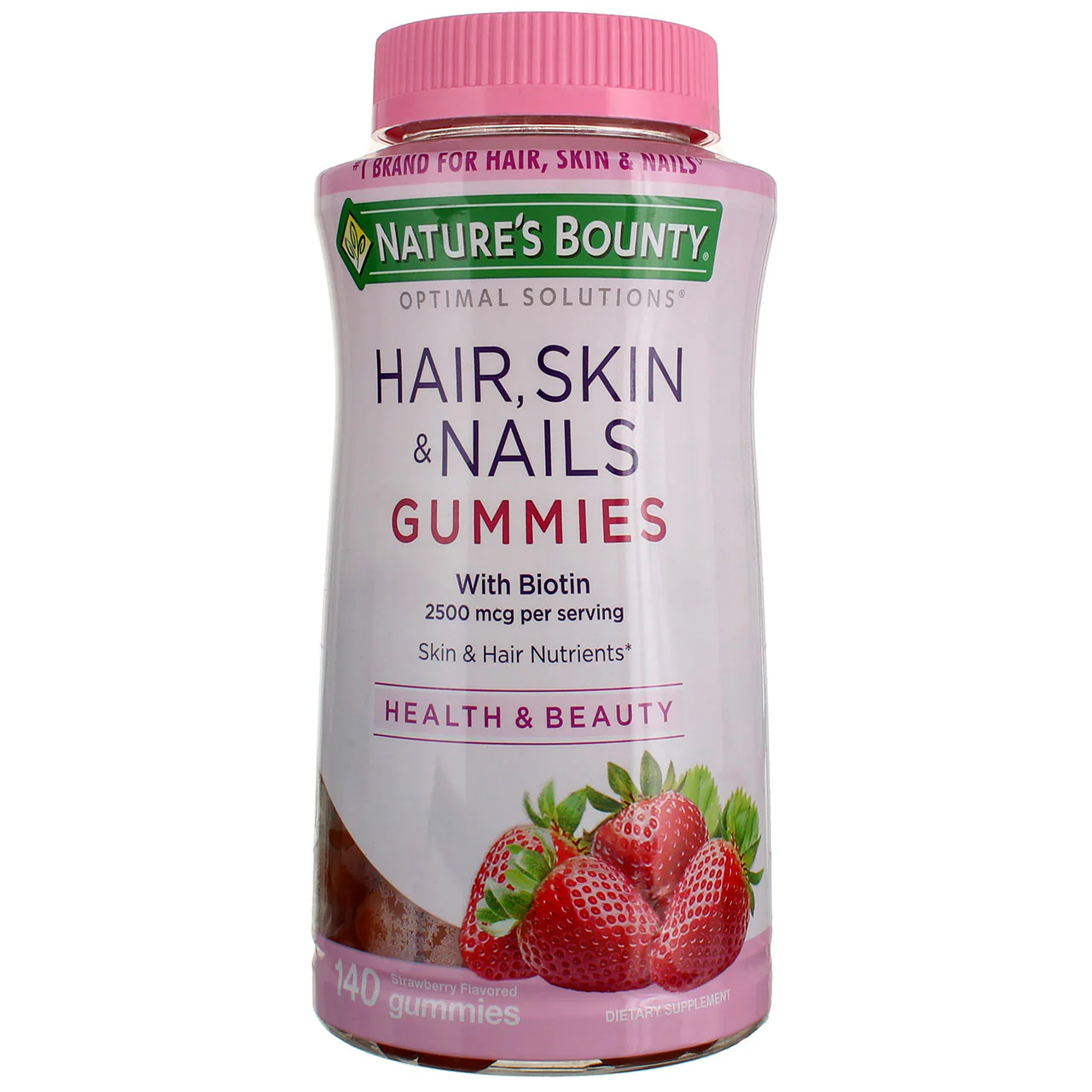 Nature's Bounty - Strawberry Flavored Hair, Skin & Nails Gummies, 140 gummies 2500 MCG BIOTIN     