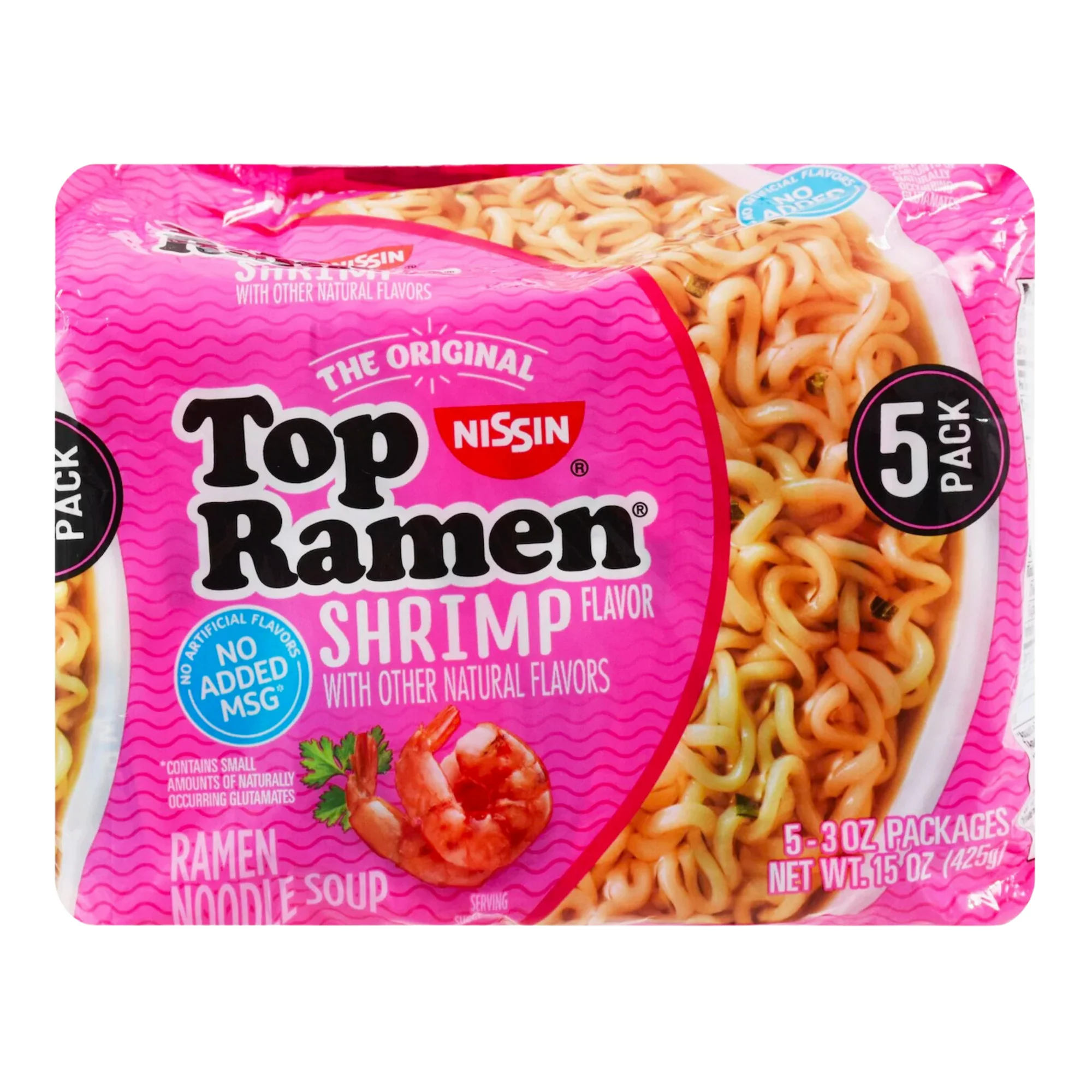 Nissin Top Ramen -  Shrimp-Flavored Noodle Soup, 5-ct. Packs 