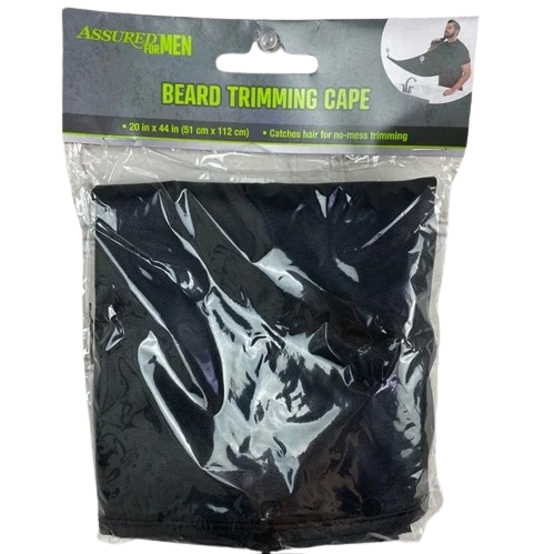 [DT] Assured For Men | Beard Trimming Cape w Suction Cups Catches Hair 9.625 x 31.5