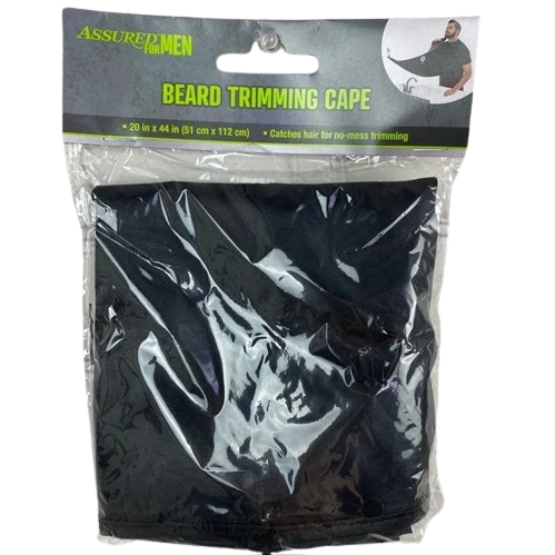 Assured For Men | Beard Trimming Cape w Suction Cups Catches Hair 9.625 x 31.5