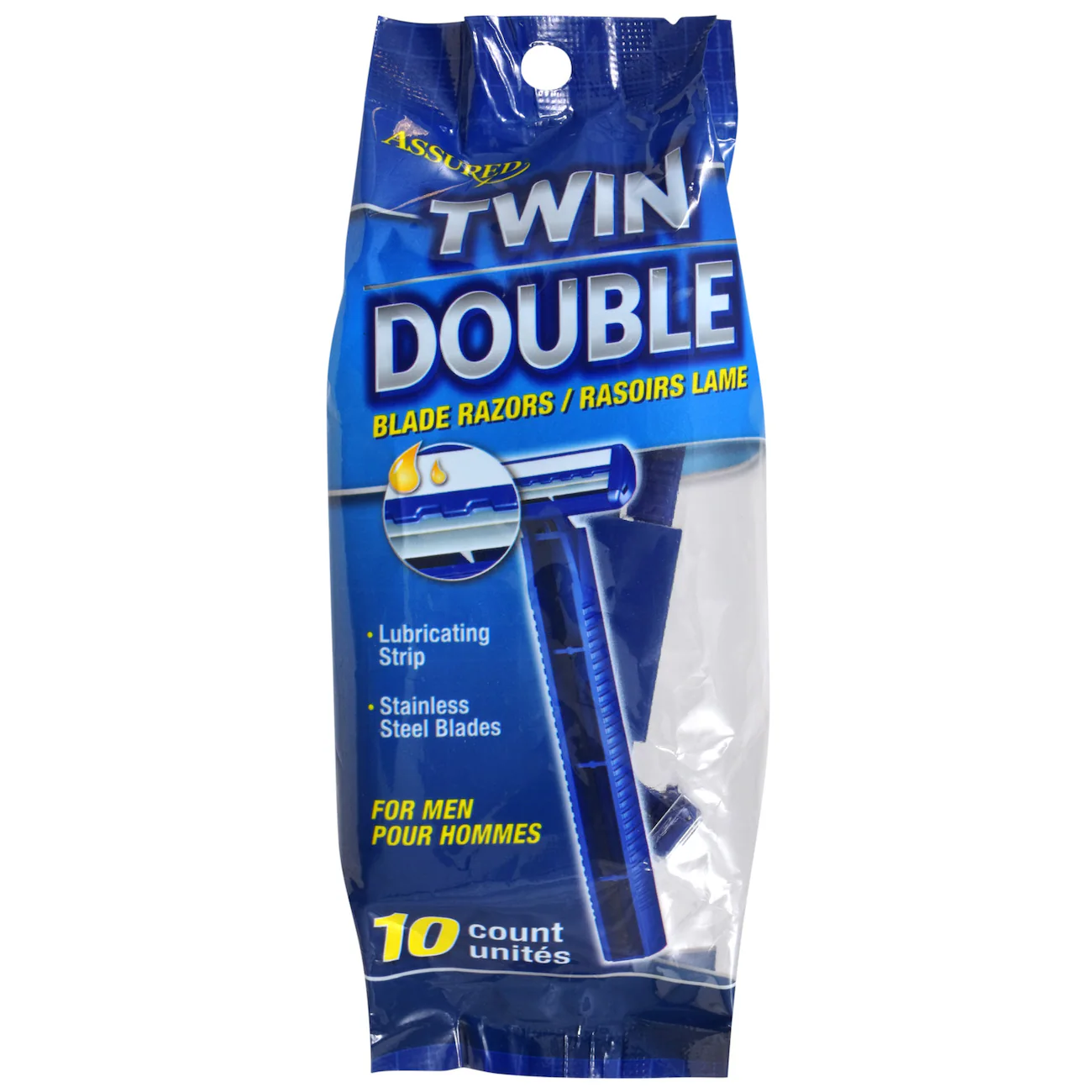 Assured Twin Blade Disposable Razors with Lubricating Strips - men - 10-ct. Packs