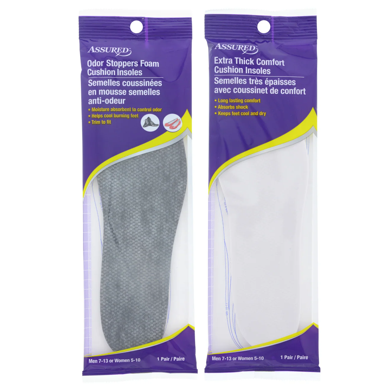 Assured Memory Foam Cushion Insoles, 1 Pair Packs