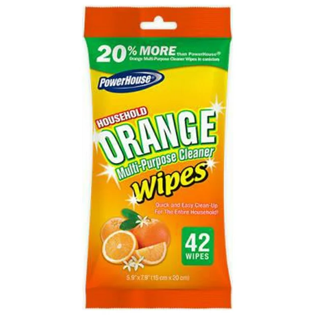 PowerHouse - Household Orange Multi-Purpose Cleaner Wipes