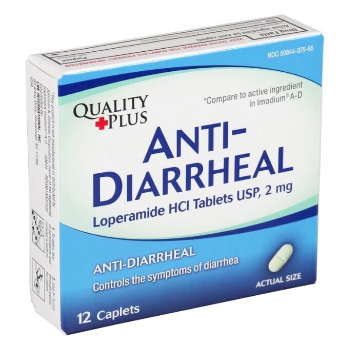 Quality Plus 12 Caplets Anti-Diarrheal HCI Tablets USP, 2 mg. Anti-Diarrheal