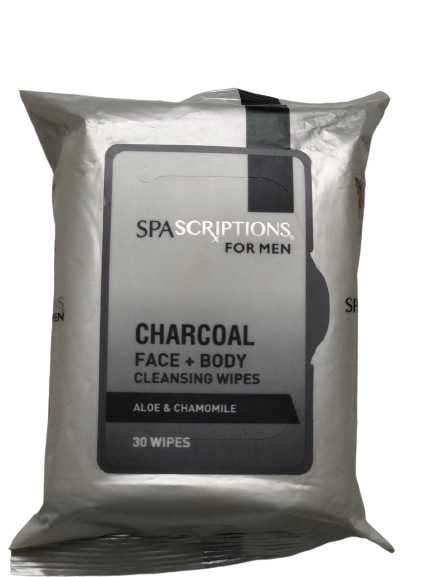 SPAScriptions For Men - Cleansing Wipes - Face + Body - Charcoal