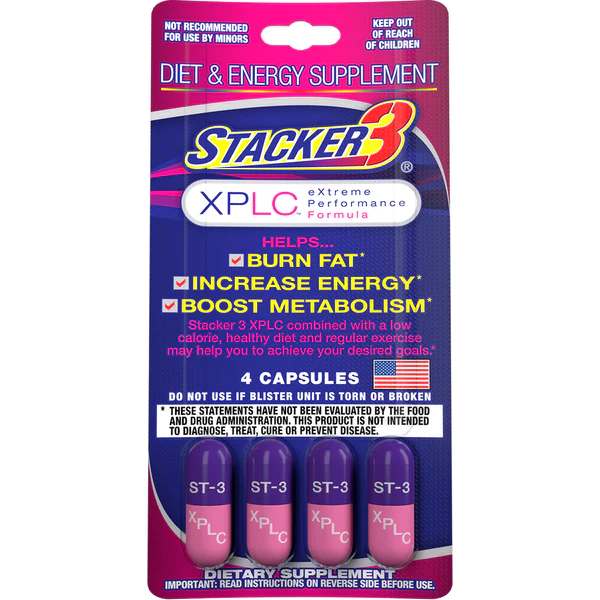 STACKER 3 XPLC 2X ENERGY, FAT BURNER BOOST METABOLISM (4 Capsules)