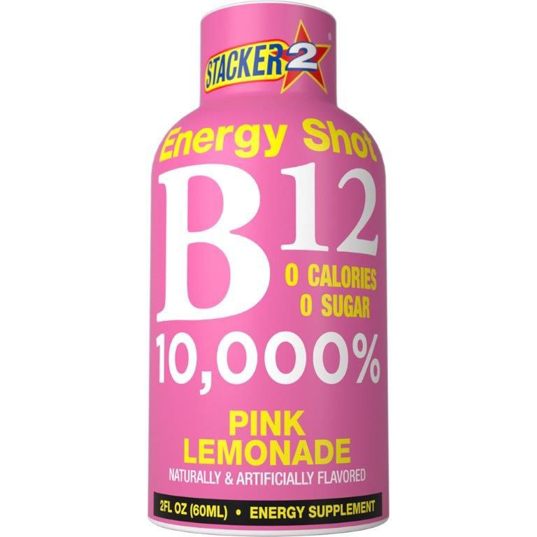 Stacker 2 B12 Energy Shot Pink Lemonade 2 Fl Oz