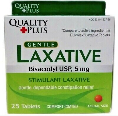 Quality Plus - Gentle Laxative Bisacodyi USP 5 MG Stimulant Laxative, 25 Tablets