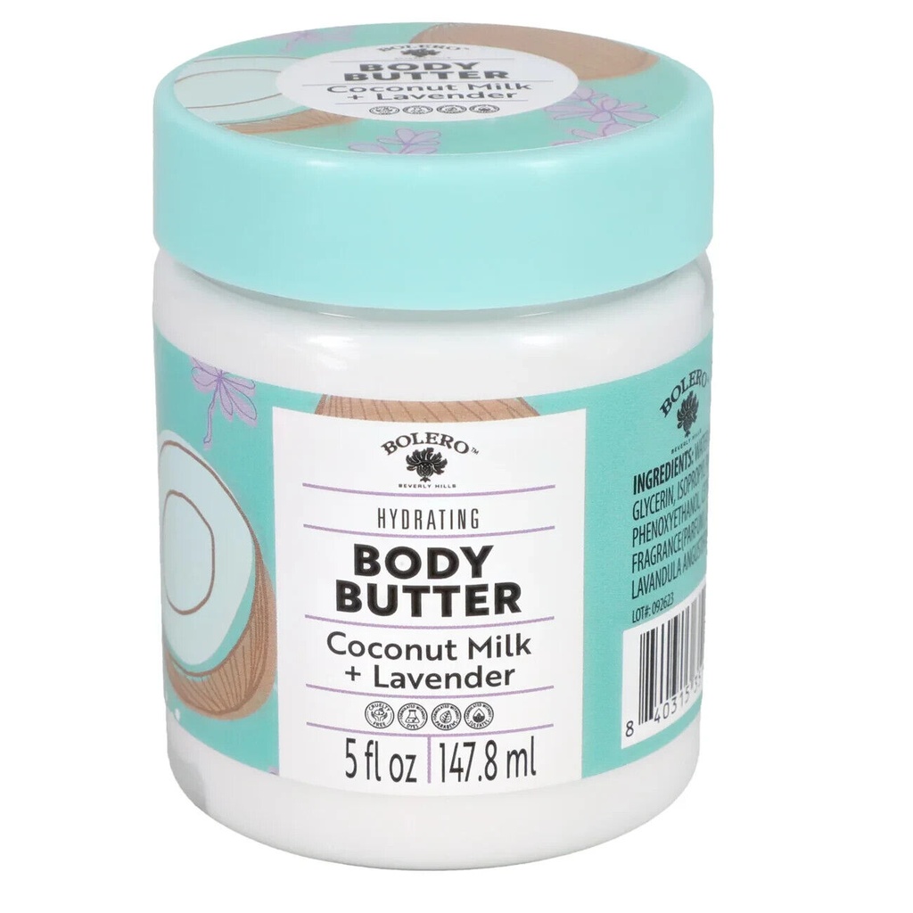 Bolero -  Body Butter - Coconut Milk + Lavender 5fl oz (147.8ml) 