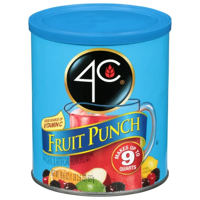 4C Natural Fruit Punch Flavor Drink Mix, 1 lb (527g) 