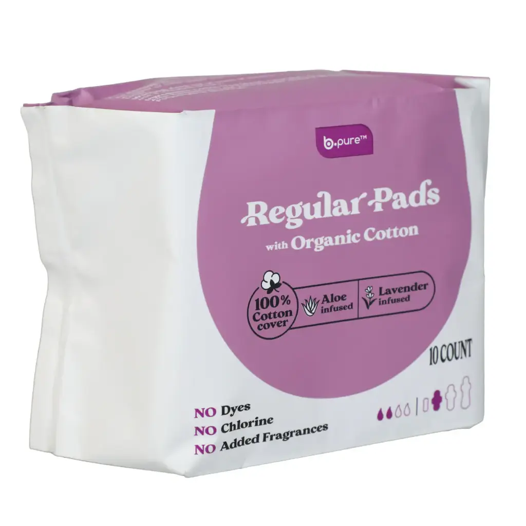 b.pure - Lavender and Aloe Infused Regular Pads, 10 ct.