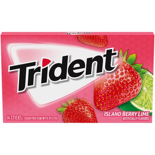 Trident Sugar Free Gum, Island Berry Lime, Regular Size, 14 sticks