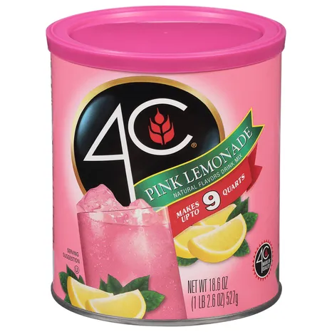 4C Natural Pink Lemonade Flavor Drink Mix, 1 lb (527g)