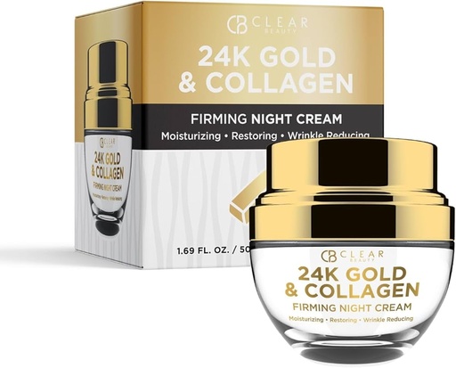 CB Clear Beauty - 24K Gold & Collagen Firming Night  Cream  1.69oz (50 ml)